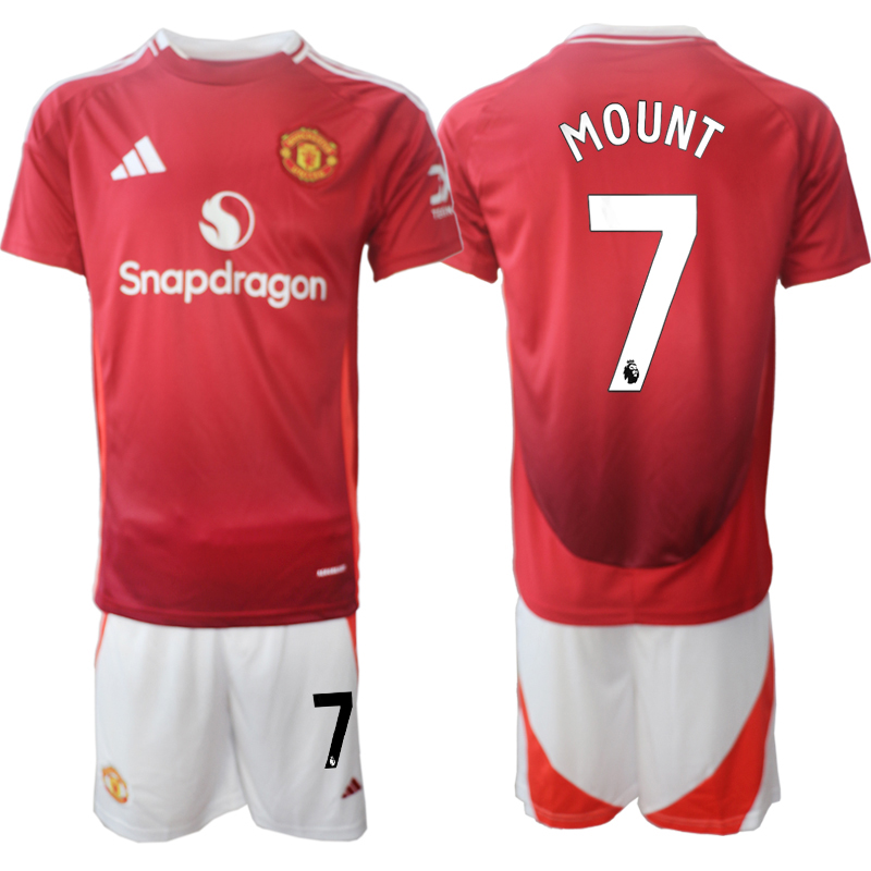 Men 2024-2025 Club Manchester United home Red 7 Soccer Jerseys